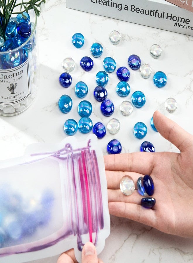 فيوتشر بلس كرات زجاجية مسطحة متقزحة الألوان من فيوتشر بلس، وزن 1 رطل، حشوات مزهريات، خرز زجاجي أزرق مختلط، صخور لتزيين أحواض السمك، أعمال يدوية يدوية - Image 5